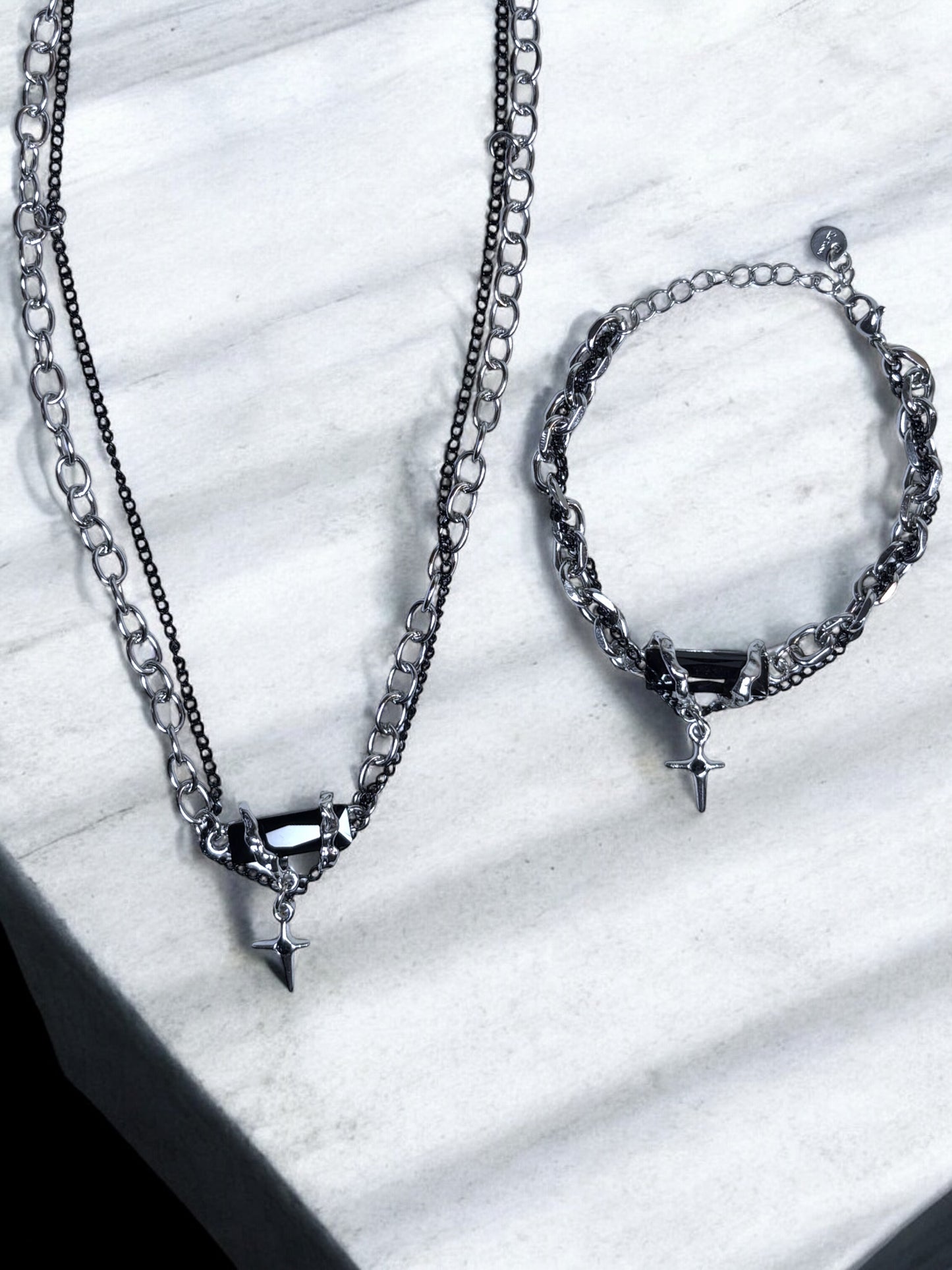 The Onyx Duo- Bracelet + Necklace Combo