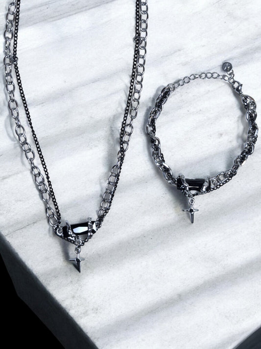 The Onyx Duo- Bracelet + Necklace Combo