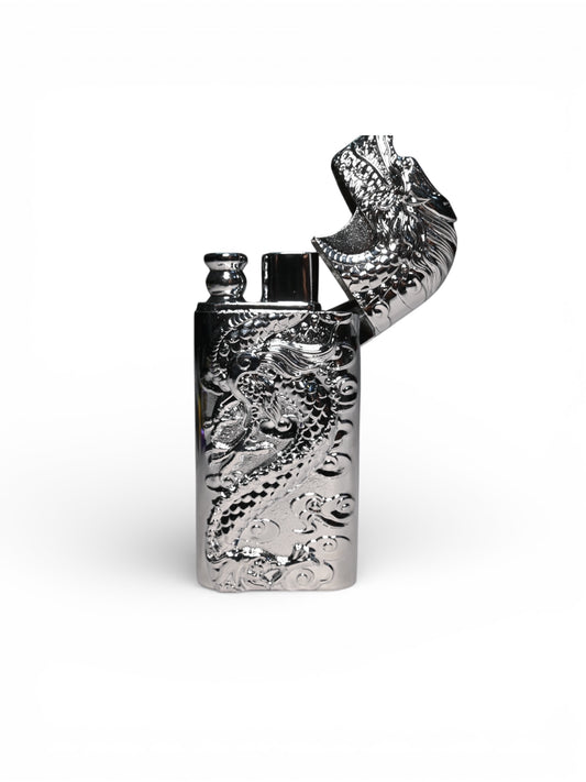 Dragon Double Flame Lighter (Silver Edition) (Re-Fillable)