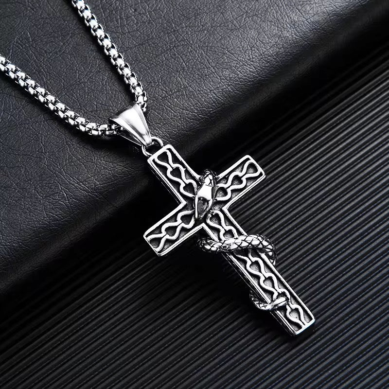 Snake Cross Necklace
