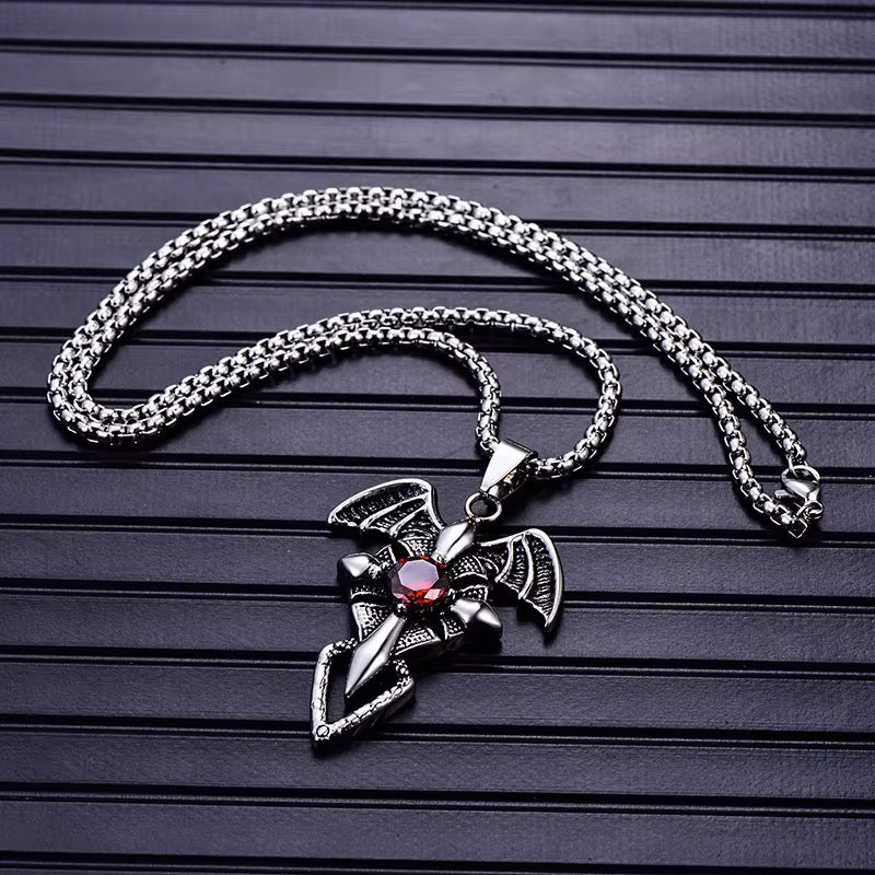 Vampire Wing Gemstone Necklace