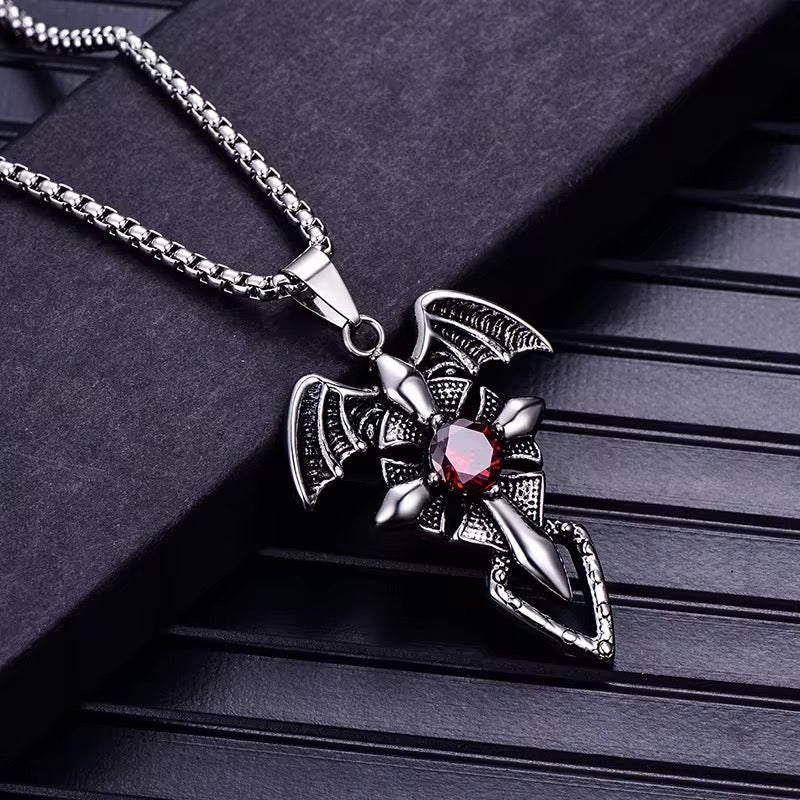 Vampire Wing Gemstone Necklace