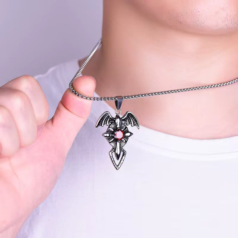 Vampire Wing Gemstone Necklace