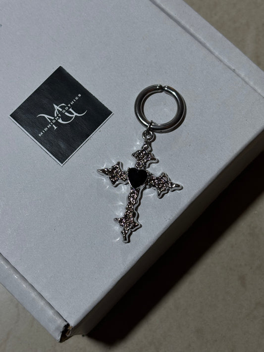 Noir Cross Non-Piercing Earring